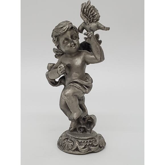 Cherub Angel Boy Carrying Dove Figurine - 4" - Picture 1 of 4